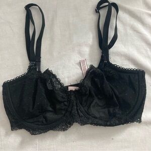Victoria's Secret Push Up Without Padding Black Sheer Lace Bra Size 34 DD